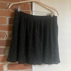 NWT Gryphon black and gold beaded silk mini skirt womens size L with pockets